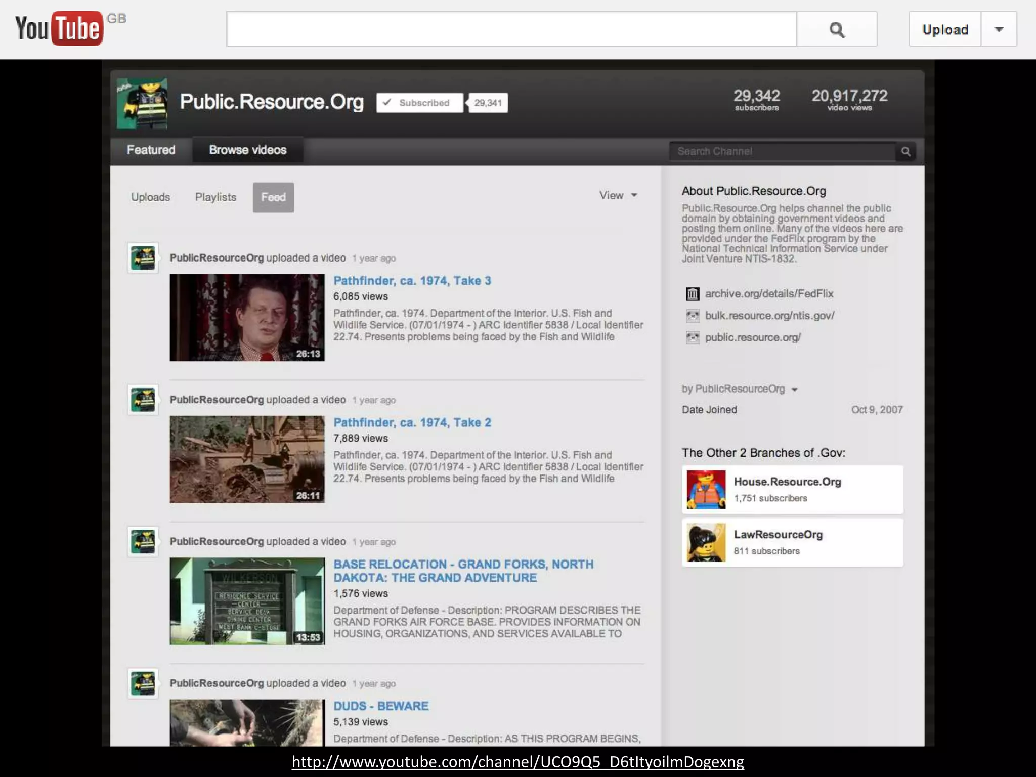 http://www.youtube.com/channel/UCO9Q5_D6tItyoilmDogexng
20 million views on YouTube
20 million views on Internet Archive
MORE VIDEO than all but 3 U.S.A government agencies
“Me in my spare time and a couple of volunteers”
--Carl Malamud
 