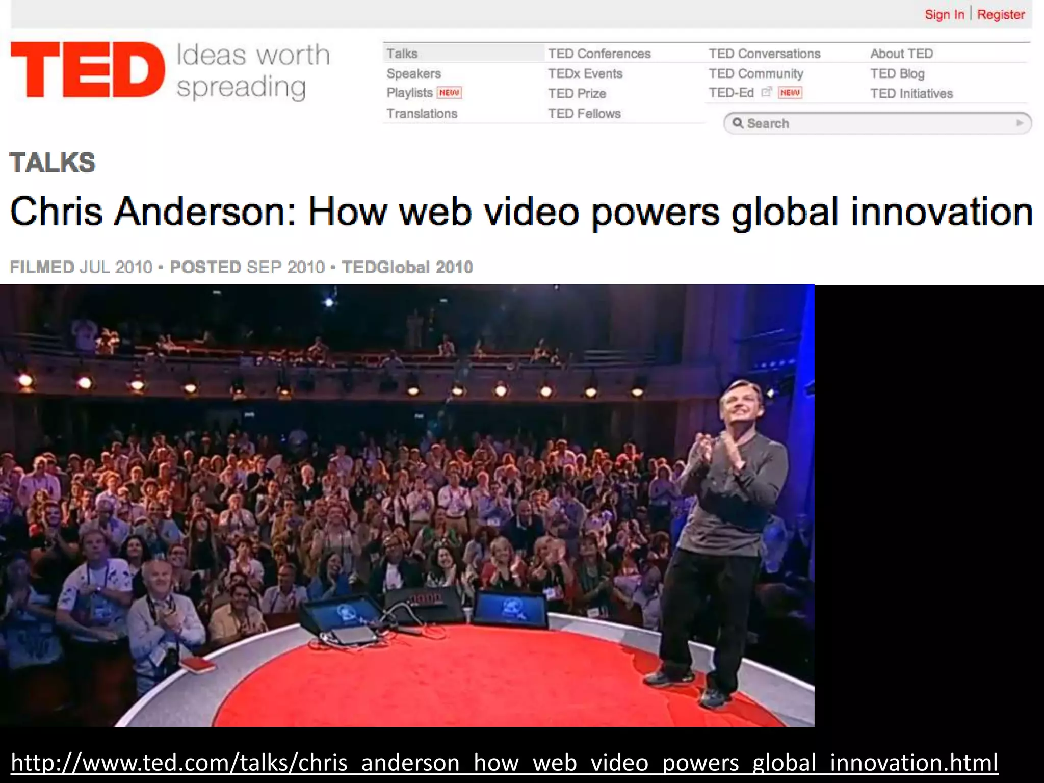 http://www.ted.com/talks/chris_anderson_how_web_video_powers_global_innovation.html
 