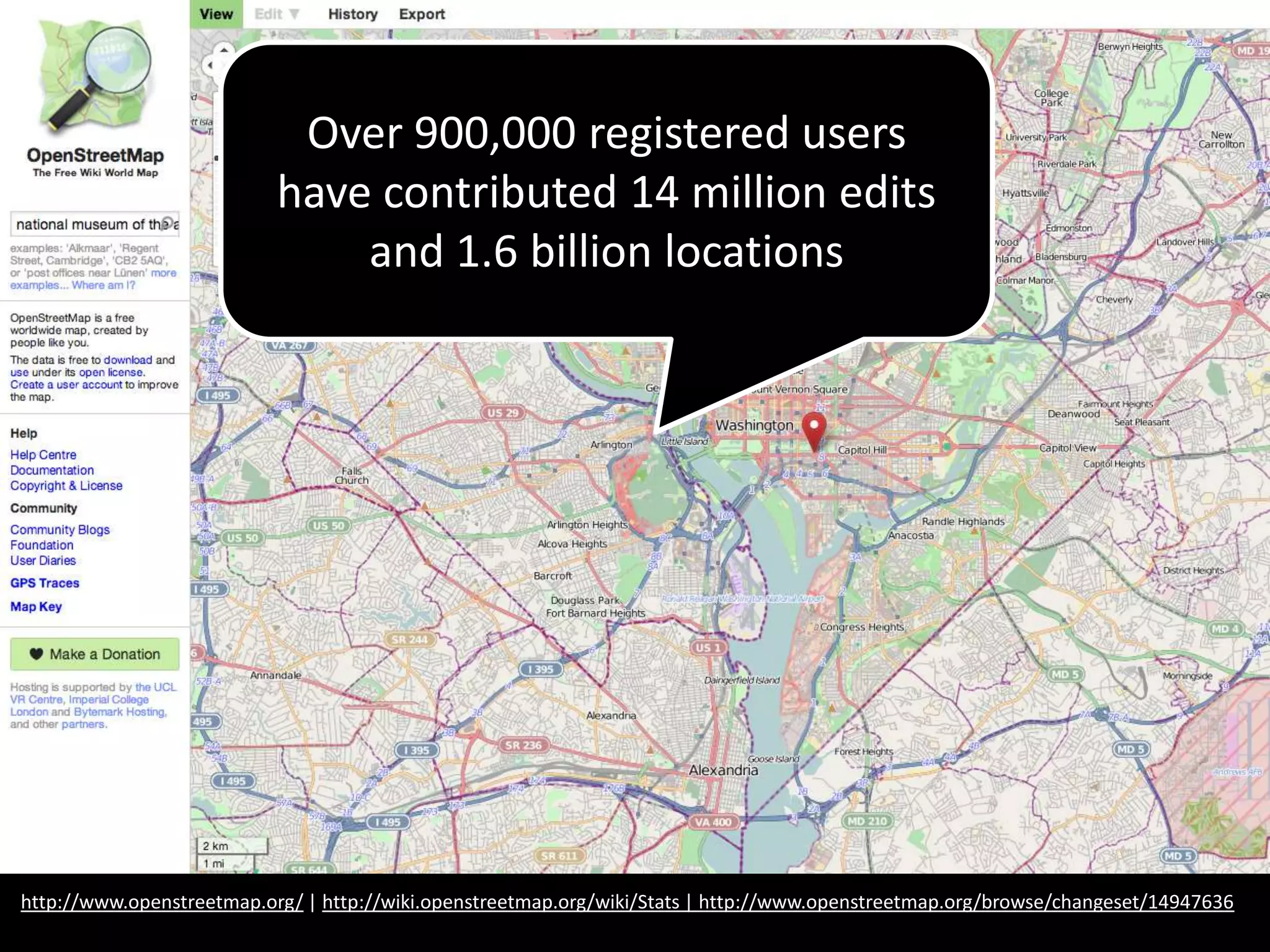 http://www.nytimes.com/2009/11/17/technology/internet/17maps.html
“’It is a huge shift,’” said Michael F. Goodchild, a
professor of geography at the University of California,
Santa Barbara. ‘This is putting mapping where it
should be, which is the hands of local people who
know an area well.’”
“That is changing the dynamics of an industry…”
 