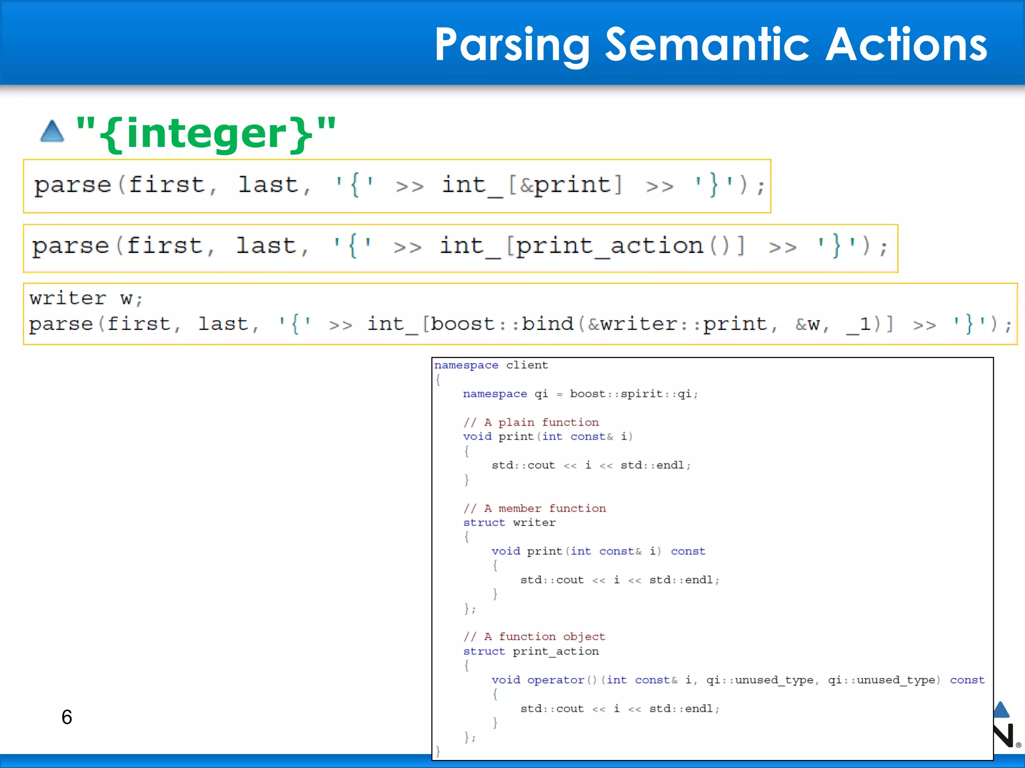 Parsing Semantic Actions
"{integer}"
6
 