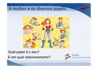 A	
  mulher	
  e	
  os	
  diversos	
  papéis	
  




Qual papel é o seu?
E em qual relacionamento?
6
 
