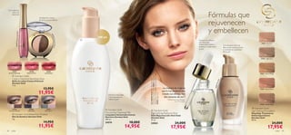 Con auténtico


                                                                                                                                                                                                                                          Fórmulas que
     polvo de
     diamante
                                                             Variedad de colores


                                                                                                                                                                                                                                          rejuvenecen
                                                             de textura rica y sedosa.




                                       
                                                                                                                                                                                                                                          y embellecen
             23757 Shimmering Purple




                                                                             22
                                                     
                                                                                                   200 ml



                                                                               734
                                                                                   Cashm
                                                                                                                                                                                                                              Potencia los efectos
                                                                                                                                                                                                                               del Maquillaje




                                                                                   ere Brown
                                                                                                                                                                                                                                                                                                          21621 Porcelain
                                                                                                                                                                                                                               Antienvejecimiento y                Con extracto de Trufa
                                                                                                                                                                                                                               enbellece visiblemente              Blanca que suaviza, hidrata
                                                                                                                                                                                                                               tu piel.                            y revitaliza la complexión
                                                                                                                                                                                                                                                                   de tu piel.


                                                                                                                                                                                                                                                                                                          21622 Light Ivory



                                                                                                                                                                                                                               


      23757                                    23758                  23759
 Shimmering Purple                         Glistening Pink          Dazzling Red                                                                                                                                                                                                                         21623 Natural Beige




                                                                                                                                              Tratamiento Antienvejecimiento Giordani Gold
      Giordani Gold




                                                                                                                                              Anti-Edad Giordani Gold 24563, Maquillaje
     Canary Diamond Sparkling Gloss




                                                                                                                                              La modelo lleva: Elixir Rejuvenecedor
                                                                                                                                                                                                                                                                   




                                                                                                                                                                                                                                                               n
                                                                                                                                                                                                                                                          elai
     Brillo de Labios Canary Diamond




                                                                                                                                                                                                                                                     Porc
     Giordani Gold
     7 ml.




                                                                                                                                                                                                                                                   216 2 1
                                                                  13,95€                                                                                                                      La mayoría de mujeres                                                                                      21624 Natural Rose

                                                             11,95€                                                                                                                          que lo han probado han




                                                                                                                                              21622 Light Ivory.
                                                                                                            Elimina el maquillaje                                                            notado sus efectos tras
                                                                                                            y las impurezas sin                                                                dos semanas de uso.*
                                                                                                            resecar la piel                                                                       *Test de consumo realizado
                                                                                                                                                                                                             en 107 mujeres
                                                                                                                                                                                                                                                                                                         21625 Golden Beige

                                                                                                                                                                                                                                                                                                  Giordani Gold
     22734                                    22736                   22737                            Giordani Gold                              Giordani Gold
 Cashmere Brown                             Silky Grey              Rich Mauve                                                                                                                                                                                                                  Age Defying Foundation
                                                                                                       Nourishing Cleansing Milk                 Age Defying Radiance Elixir                                                                                                                     Maquillaje Tratamiento
      Giordani Gold Baked Eye Shadow                                                                  Limpiadora Antienvejecimiento             Elixir Rejuvenecedor Anti-Edad                                                                                                                  Antienvejecimiento
     Dúo de Sombras Giordani Gold                                                                      Nutritiva Giordani Gold                   Giordani Gold                                                                                                                                   Giordani Gold
     2 g.                                                                                              200 ml.                                   15 ml.                                                                                                                                          30 ml.
                                                                  14,95€                               24574                         18,00€      24563                                                      24,00€                                                                                                       24,00€
                                                             11,95€                                                                 14,95€                                                            17,95€                                                                                                       17,95€
44   color                                                                                                                                                                                                                                                                                                                     color   45
 