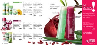 Para todo tipo de pieles, Para todas    Pure Nature Organic         Pure Nature Organic
                              especialmente sensibles las edades
                                                                     Aloe Vera & Arnica Extract   Aloe Vera & Arnica Extract

                                                                                                                                Suave
                                                                     Soothing Face Wash           Soothing Pure Gel 80%

                                                                                                                                                                                LO
                                                                   Limpiadora Facial Calmante   Gel Calmante 80% Aloe Vera
                                                                     con Aloe Vera y Árnica       Pure Nature
                                                                     Pure Nature                  50 ml.
                                                                                                                                cuidado para
                                                                                                                                                                                QUIERO
                                                                    150 ml.
                                                                                                  20163            12,95€
                                                                                     12,95€
                              
                                                                     18918
                                                                                                                                tus labios
                                                                      Pure Nature Organic         Pure Nature Organic
                                                                     Aloe Vera & Arnica Extract   Aloe Vera & Arnica Extract
                                                                     Soothing Toner               Soothing Face Cream
                                                                     Tónico Calmante con Aloe     Crema Facial Calmante con       Hidrata y deja tus
                                                                     Vera y Árnica Pure Nature    Aloe Vera y Árnica
                                                                     150 ml.                      Pure Nature
                                                                                                                                      labios con un
                                                                                                                                        suave brillo       
                                                                                                                                                                                ¡No descuides tus
                                                                     18919           12,95€       75 ml.                                               
                                                                                                  18920            12,95€                                                       labios! ¡Aprovecha
                                                                                                                                                               Bálsamo Labial
                                                                                                                                                               antioxidante     este precio!

               
                              Para piel normal    Para todas
                              a mixta             las edades

                                                                                                                                                                                Bálsamo Labial 4.5 g
                               Pure Nature Organic                   Pure Nature Organic         Pure Nature Organic
                              Açai & Pomegranate                     Açai & Pomegranate           Açai & Pomegranate                                                             23238 Bálsamo Labial Calmante
                                                                                                                                                                                con Extracto de Aloe Vera y Arnica
                              Antioxidant Face Wash                  Antioxidant Night Cream      Antioxidant Day Cream
                             Limpiadora Facial                      Crema de Noche               Crema de Día Antioxidante
                              Antioxidante con Acai                  Antioxidante con Acai        con Acai y Granada                                                             23374 Bálsamo Labial con Acai
                              y Granada Pure Nature                  y Granada Pure Nature        Pure Nature                                                                   y Granada Pure Nature
                              150 ml.                                75 ml.                       75 ml.
                              21556                  12,95€          21574           12,95€       21557            12,95€                                                                                   7,95€



          
                          
                               Pure Nature Organic                  Pure Nature Organic           Pure Nature Organic                                                        ¡50% DTO!
                              Burdock Extract Purifying              White Tea Extract            Jasmine Extract Exfoliating
                              Clay Mask                              Moisturising Gel Mask        Peel-off Mask
                              Mascarilla Puriﬁcante con              Mascarilla Gel Hidratante    Mascarilla Exfoliante Peel-
                              Bardana y Arcilla Pure                 con Té Blanco Pure Nature    off con Jazmín Pure Nature
                              Nature                                 50 ml.                       50 ml.
                              50 ml.
                                                                     16356           10,95€       16357            10,95€                                                                         Cada uno
                              16358                  10,95€

                                                                                                                                                                                        3,95€
62   cuidado facial                                                                                                                                                                                 cuidado facial   63
 