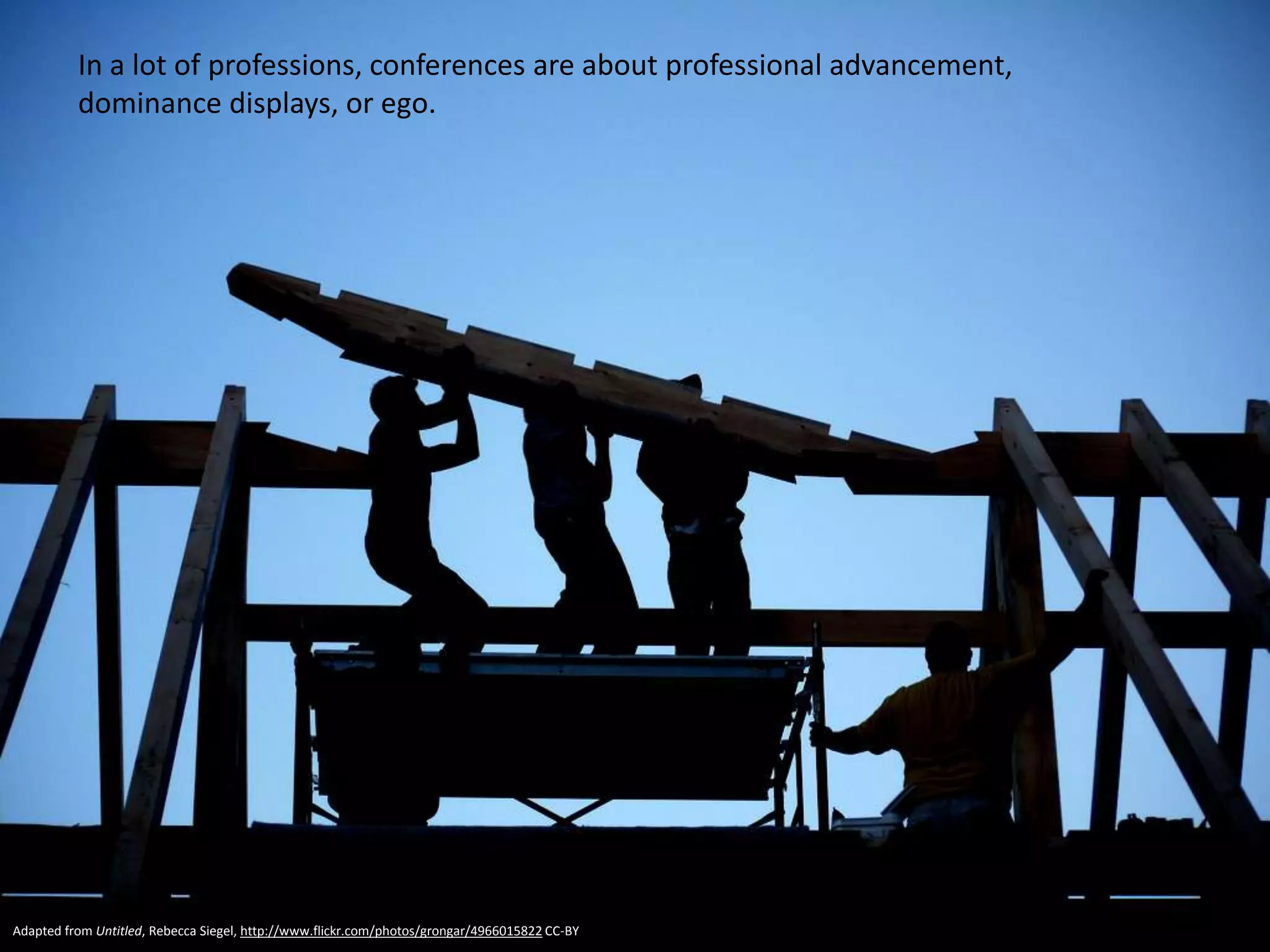 But we’re different. We’re building something
                                   together for the public good. It’s a big, difficult
                                   job, and everyone needs to contribute.
                                                                                               WE NEED EACH OTHER.
                                                                                                        WE NEED YOUR HELP.




Adapted from Untitled, Rebecca Siegel, http://www.flickr.com/photos/grongar/4966015822 CC-BY
 