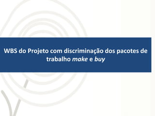 WBS do Projeto com discriminação dos pacotes de
             trabalho make e buy
 