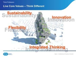 Page 3 | Confidential and Proprietary Information
Live Core Values – Think Different
Think Profession
 