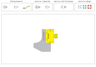 PCT/AU2012/000326
thruster
PCT/AU2012/000326
100 MM 150 MM 225 MM
30º
24º
30º
30º
C43t Cap Starter Kit Add on no: 3 (Rings)Add on no: 2 (24º Front Nozzle)Add on no: 1 (Starter Kit)
 