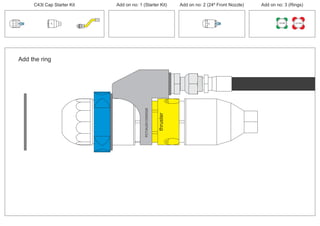 150 MM 225 MM
30º
24º
Add the ring
30º
PCT/AU2012/000326PCT/AU2012/000326
thruster
C43t Cap Starter Kit Add on no: 3 (Rings)Add on no: 2 (24º Front Nozzle)Add on no: 1 (Starter Kit)
 