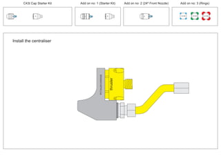 thruster
PCT/AU2012/000326PCT/AU2012/000326
100 MM 150 MM 225 MM
30º
30º
24º
30º
Install the centraliser
C43t Cap Starter Kit Add on no: 3 (Rings)Add on no: 2 (24º Front Nozzle)Add on no: 1 (Starter Kit)
 