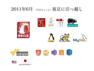 2011年6月                   東京に引っ越し
                   （半分ちょっと）




  ap-northeast-1
 