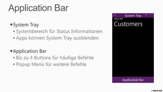Sensei-Tipp – Application Bar

                     Weisse App Bar Icons mit
                    transparentem Hintergrund
                        werden vom System
                   automatisch richtig eingefärbt.




                                                     © Zühlke 2013
 