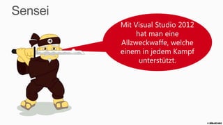 Ultimate                               Premium                     Test Professional                      Professional

Mission-critical                          Quality                    Continuous quality
                                                                     enablement
                                                                                                              Development productivity
                                                                                                              everywhere
scale and                                 enabled team
complexity                                development                   Test Case Management                    Windows Desktop and Phone Apps
                                                                         Manual Testing                           Windows 8 Metro Style Apps
   IntelliTrace Anywhere                    Code Metrics           

                                                                         and Fast-Forward
                                                                                                              

                                                                                                                 Web and Cloud Websites and
   Web Performance Testing                  Code Coverage             Exploratory Testing                      Services
                                                                         Lab Management                           Office and SharePoint Development
                                              Coded UI Testing
                                                                                                             
   Load Testing                          
                                                                        PowerPoint Storyboarding                Blend for Visual Studio
   Architecture Explorer, Progressive       Code Clone                Backlog Management                      LightSwitch
    Reveal, and Standard Graphs              Code Review
                                                                        Sprint Planning                         Extensible Testing Framework
                                                                         Feedback Manager                         Static Code Analysis
    UML 2.0 Compliant Diagrams
                                                                                                             

                                              Task Suspend/Resume                                                 Advanced Profiling
    (Activity, Use
                                                                                                             

                                                                                                                  Refactoring
    Case, Sequence, Class, Component)
                                                                                                              

                                                                                                                 Graphics Debugging
   Layer Diagram and                                                                                            Third-Party Extensibility
    Dependency Validation                                                                                        Read-Only Diagrams
                                                                                                                 Team Explorer
Microsoft                                  Microsoft
Expression Studio 4                        Expression Studio 4
Ultimate                                   Web Professional



                                                                              Project Management        Reporting                     Agile Task Boards
                                         Integrated teams
                                                                                                                                

                                                                             Work Item Tracking       Build Services               System Center
         Team Foundation Server          continuous value delivery           SCM                      PreEmptive Analytics          Integration



                                                                                                                                                      © Zühlke 2013
 