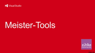 Was braucht’s für Stufe 1?


                                                                               $$
Stufe 1                              Devtools                              Investitionen
Professionelle Desktop- und          Die gezeigten Beispiele setzen        Für den aufgezeigten
App-Entwicklung                      folgende Lizenzen voraus              Produktivitätsgewinn braucht’s:
  Application Lifecycle Management     Visual Studio Professional w/MSDN     Bsp.: 4 Developer, 1 Projektleiter
  Automatische Unittests               Team Foundation Server CAL            ca. 70 CHF pro Dev/Monat*
  Team Foundation Server                                                     ca. 36 CHF pro PL/Monat*

                                                                                           * unverbindliches Preisbeispiel



                                                                                                                      © Zühlke 2013
 