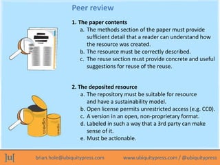 Peer review
              1. The paper contents
                  a. The methods section of the paper must provide
       ...