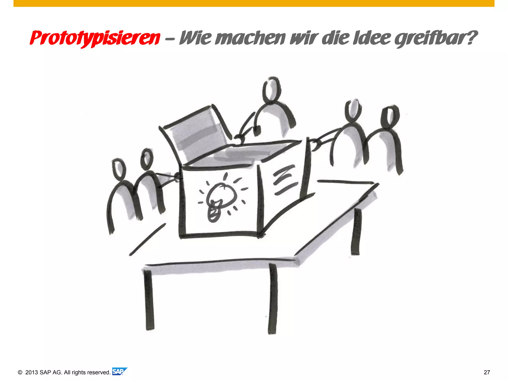 © 2013 SAP AG. All rights reserved. 27
Prototypisieren – Wie machen wir die Idee greifbar?
 