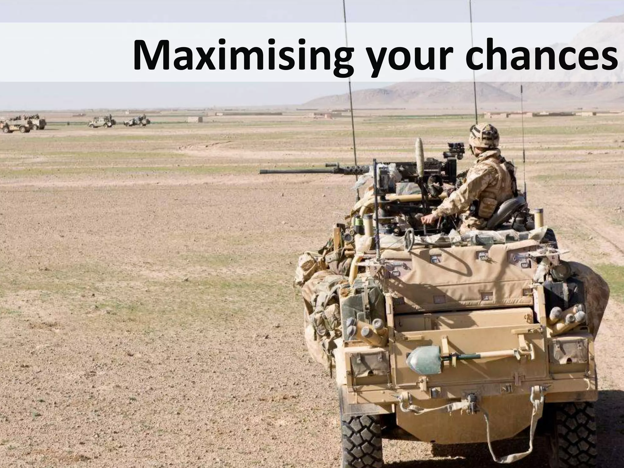 Maximising your chances
 