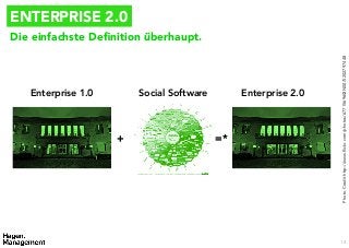 ENTERPRISE 2.0
Die einfachste Deﬁnition überhaupt.
Enterprise 1.0
 Enterprise 2.0
PhotoCredithttp://www.flickr.com/photos/67715696@N00/5202797448
+
 =*
Social Software
13
 