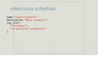 roles/nova-scheduler
name "nova-scheduler"
description "Nova scheduler"
run_list(
"role[base]",
"recipe[nova::scheduler]"
)
 