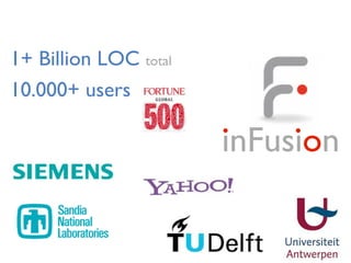 inFusion
1+ Billion LOC total
10.000+ users
 