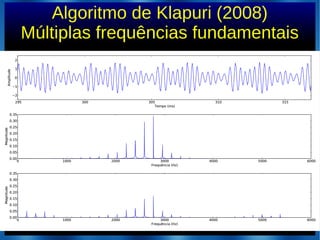 Algoritmo de Klapuri (2008)
Múltiplas frequências fundamentais
 
