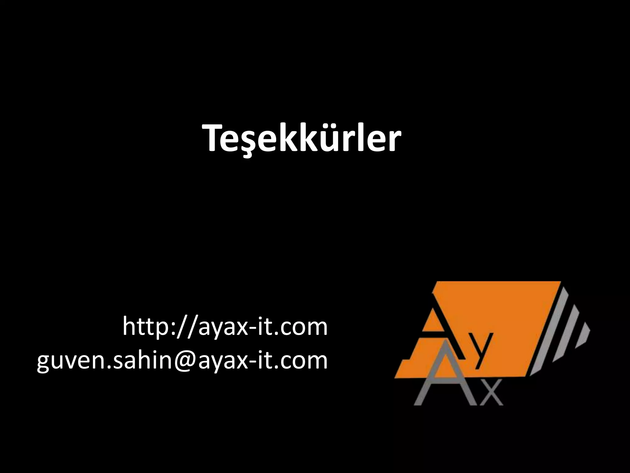 Teşekkürler.
http://ayax-it.com
guven.sahin@ayax-it.com
 