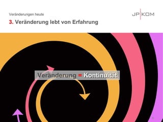 Veränderung = KontinuitätKontinuität
Veränderungen heute
3. Veränderung lebt von Erfahrung
8
 