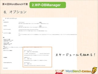 第４回WordBench千葉
2.WP-DBManager
6．オプション
スケージュールも組める！
 