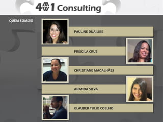 PAULINE DUAILIBE
PRISCILA CRUZ
CHRISTIANE MAGALHÃES
ANANDA SILVA
GLAUBER TULIO COELHO
QUEM SOMOS?
 