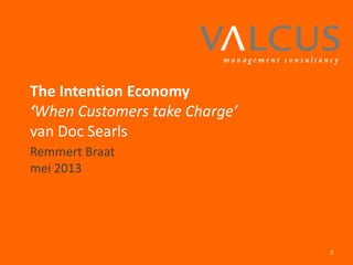 The Intention Economy
‘When Customers take Charge’
van Doc Searls
Remmert Braat
mei 2013
2
 