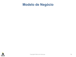 Modelo de Negócio
Copyright Fábrica de Startups 5
 