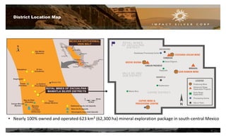 District Location Map
• Nearly 100% owned and operated 623 km² (62,300 ha) mineral exploration package in south-central Mexico
5
 