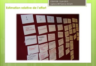 Estimation relative de l’effort
CESI FI 28 - 3 juin 2013
Agilarium® Fabrice Aimetti
 