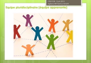 Equipe pluridisciplinaire (équipe apprenante)
CESI FI 28 - 3 juin 2013
Agilarium® Fabrice Aimetti
 