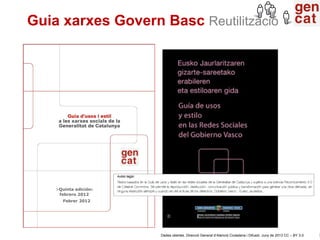 3Dades obertes. Direcció General d’Atenció Ciutadana i Difusió. Juny de 2013 CC – BY 3.0
Guia xarxes Govern Basc Reutilitz...