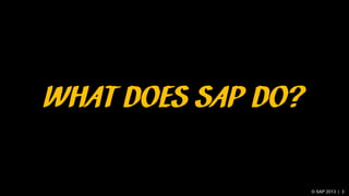 © SAP 2013 | 3
WHAT DOES SAP DO?
 