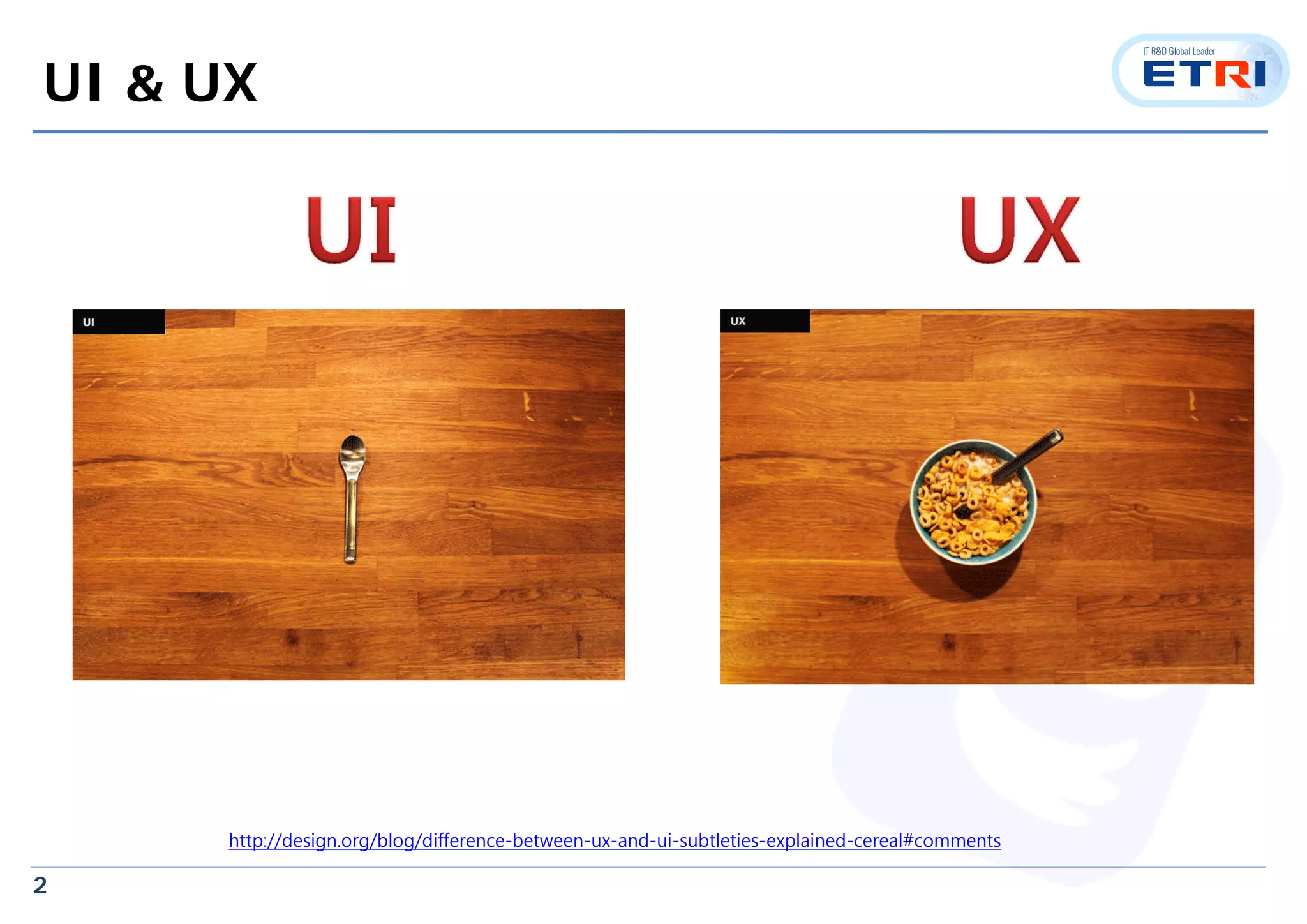 2
UI & UX
http://design.org/blog/difference-between-ux-and-ui-subtleties-explained-cereal#comments
 