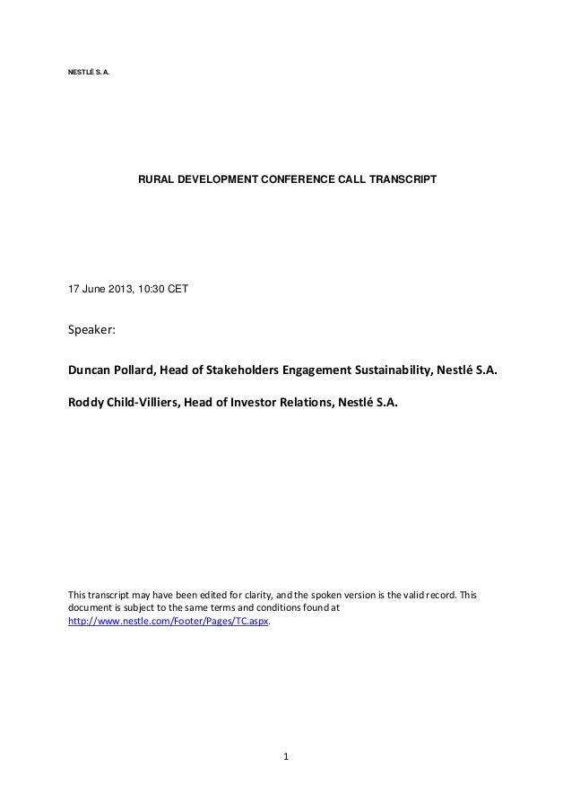 2013 06 17 Rural Development Conference Call transcript