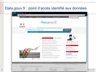 21
Data.gouv.fr : point d’accès identifié aux données
 