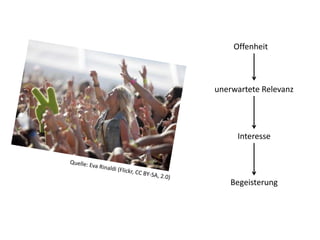 Offenheit
unerwartete Relevanz
Interesse
Begeisterung
 
