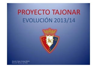 PROYECTO TAJONAR
EVOLUCIÓN 2013/14

Direción F.base: Enrique Martín
Dirección Técnica: Luis Virto

 