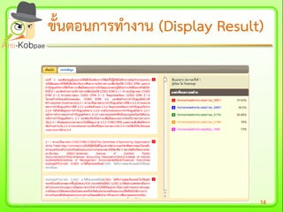 14
ขั้นตอนการทางานขั้นตอนการทางาน (Display Result)(Display Result)
 