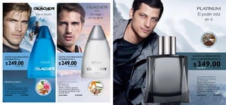 Vive el desafío                                                              Sin riesgo                              El poder está
                                                                                                                      no hay gloria
                                                                                                                                                                   en ti

                                                                                                                                                                                 R   A   NU
                                                                                                                                                                                           EZ
                                                                                                                                                                              EG




                                                                                                                                                                       N




                                                                                                                                                                                               MO
                                                                                                                                                                   PIMIENTA




                                                                                                                                                                                                SCADA
                                           ቢ
                                                                                                                    ባ

                                                                                                                                                                                     CUERO




 LLEVA UNA FRAGANCIA                                                          LLEVA UNA FRAGANCIA                                                           LLEVA LA FRAGANCIA
                                                                                                                                                       ቤ
 ENERGÉTICA A                                                                 VIGORIZANTE A                                                                DE LA MODERNIDAD A
     $ 249.00      Puntos: 18.62
                                                                              $ 249.00        Puntos: 18.62                                                 $ 349.00
                                                                                                                                                              Cód.18175                      Puntos: 26.10




                                                                                                                                                              AMADERADA ESPECIADA
                                                                                                                                                              ቤ Platinum   by Oriﬂame
                                                       E            G                                                           A
                                                                                                                                        HIE
                                                                                                                                            R                 Eau de Toilette
 AROMÁTICA FRESCA                                    RD                       AROMÁTICA ACUÁTICA                             IN                               Revela la esencia del hombre
                                                VE




                                                                                                                                            BA
                                                                    ER




                                                                                                                        AR
 ቢ Glacier                                                                    ባ  Glacier Ice                                                                  moderno con esta fragancia
                                          LIMÓN




                                                                      AN




                                                                                                                    MAND




                                                                                                                                                LIMÓ
 Eau de Toilette                                                              Eau de Toilette                                                                 amaderada que despierta con
                                                                         IO




 Una vigorizante fragancia que comienza                                       Desde su comienzo vigorizante                                                   notas especiadas de pimienta negra,




                                                                                                                                                 N
 con una combinación herbal de romero                                         hasta su corazón de hierba limón,                                               violeta y cardamomo con un centro
 y menta que se funde con un profundo                                         esta fragancia está dedicada a todo                                             esencial de pachulí, cedro y nuez.
 corazón amaderado y ámbar. 100 ml.                                           campeón. 100 ml.                                                                75 ml.
                            $ 359.00                       MADERA                                                                   CEDRO                                                     $ 499.00
 Cód.8150                                                                     Cód.19854                  $ 359.00                                             Cód.18175


54                                                                                                                                                                                                           55
 