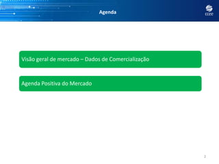 Agenda
2
Visão geral de mercado – Dados de Comercialização
Agenda Positiva do Mercado
 