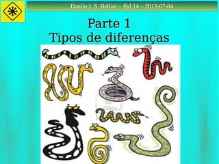 Danilo J. S. Bellini – fisl 14 – 2013-07-04Danilo J. S. Bellini – fisl 14 – 2013-07-04
Parte 1Parte 1
Tipos de diferençasTipos de diferenças
 