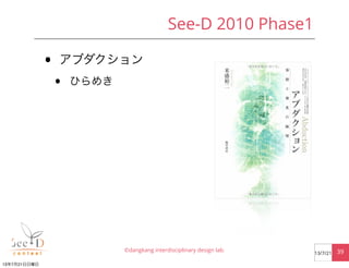 See-D 2010 Phase1
• アブダクション
• ひらめき
©dangkang interdisciplinary design lab. 3913/7/21
13年7月21日日曜日
 