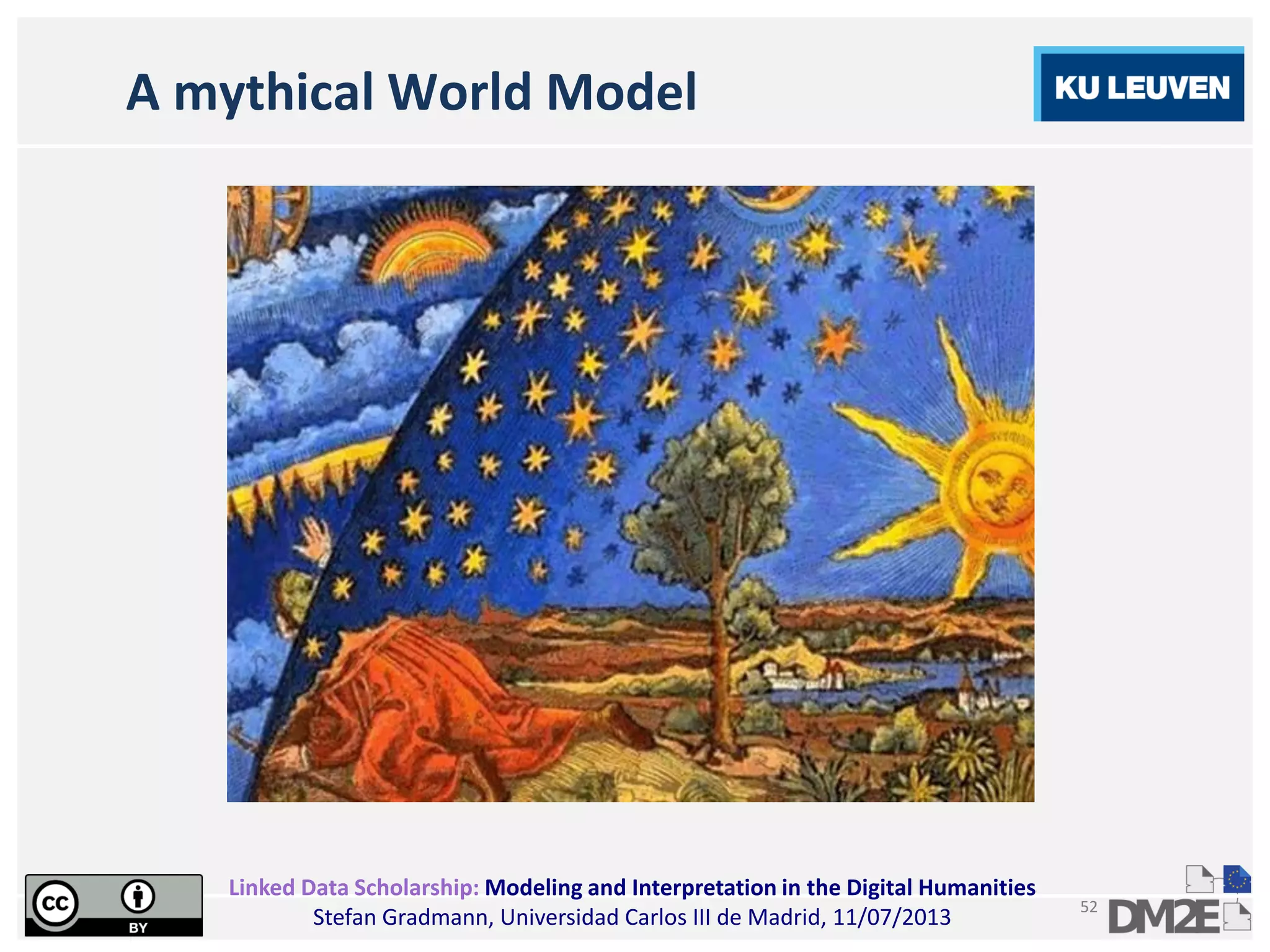 Linked Data Scholarship: Modeling and Interpretation in the Digital Humanities
Stefan Gradmann, Universidad Carlos III de Madrid, 11/07/2013
52
A mythical World Model
 