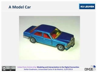 Linked Data Scholarship: Modeling and Interpretation in the Digital Humanities
Stefan Gradmann, Universidad Carlos III de Madrid, 11/07/2013
A Model Car
 