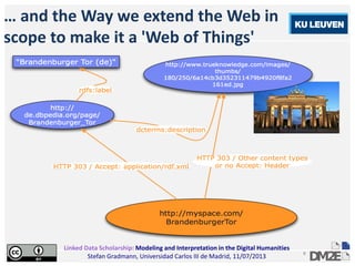 Linked Data Scholarship: Modeling and Interpretation in the Digital Humanities
Stefan Gradmann, Universidad Carlos III de Madrid, 11/07/2013
8
… and the Way we extend the Web in
scope to make it a 'Web of Things'
 