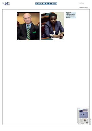 Kyenge: Ora Stival chieda scusa. Antonio De Poli: Via le deleghe subito, il resto è farsa - CorriereVeneto