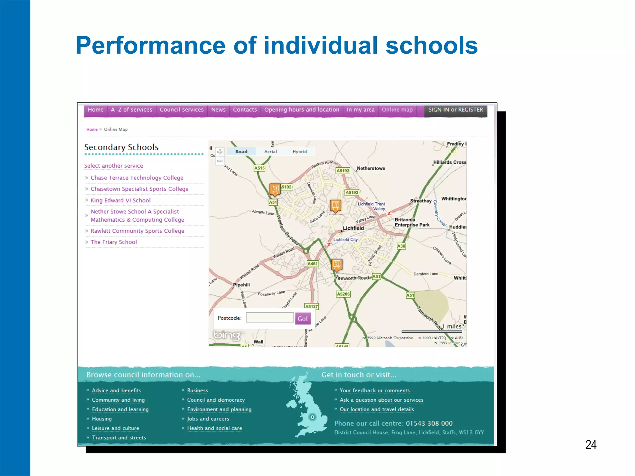Performance of individual schools
24
 